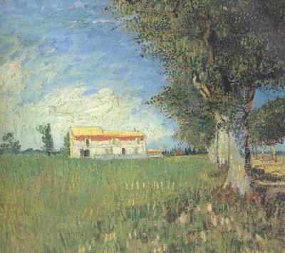 Vincent Van Gogh Farmhous in a Wheat Field (nn04) Spain oil painting art